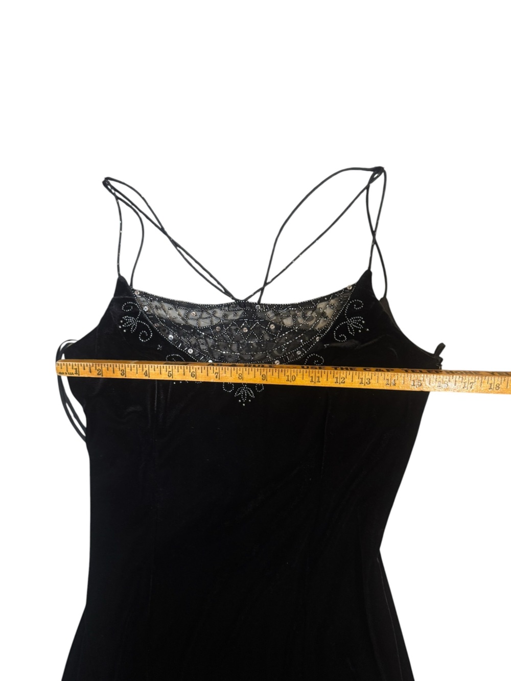 Vintage Dave & Johnny Black Velvet Beaded Formal Gown By Laura Riner Size
 9/10 - Picture 5 of 11